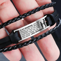 From Grandma to Grandson - Steel & Leather Style Bracelet