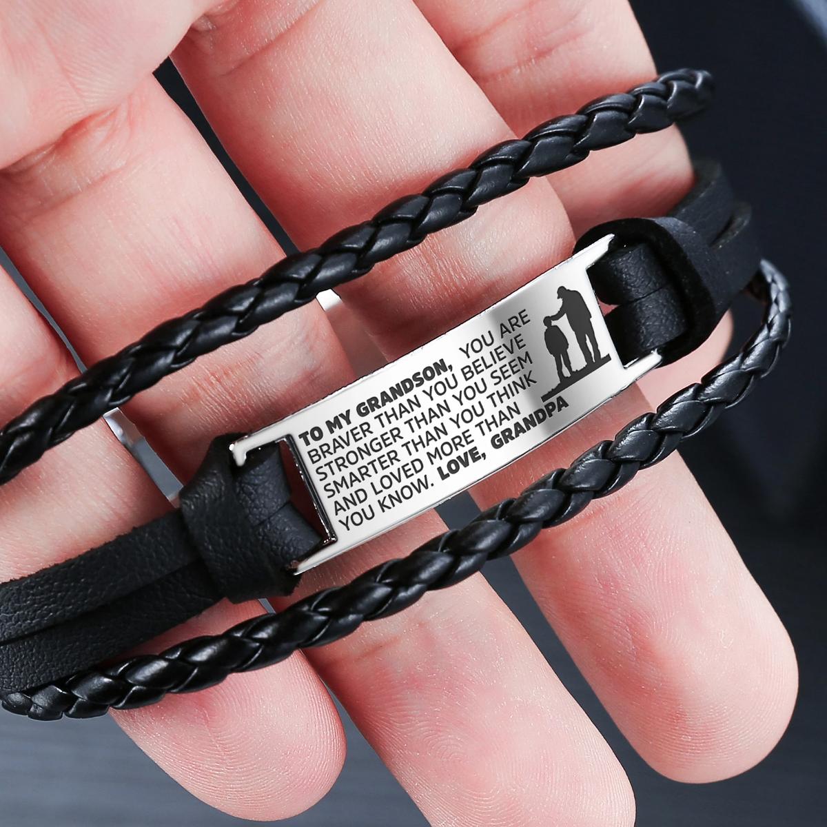 From Grandpa to Grandson - Steel & Leather Style Bracelet