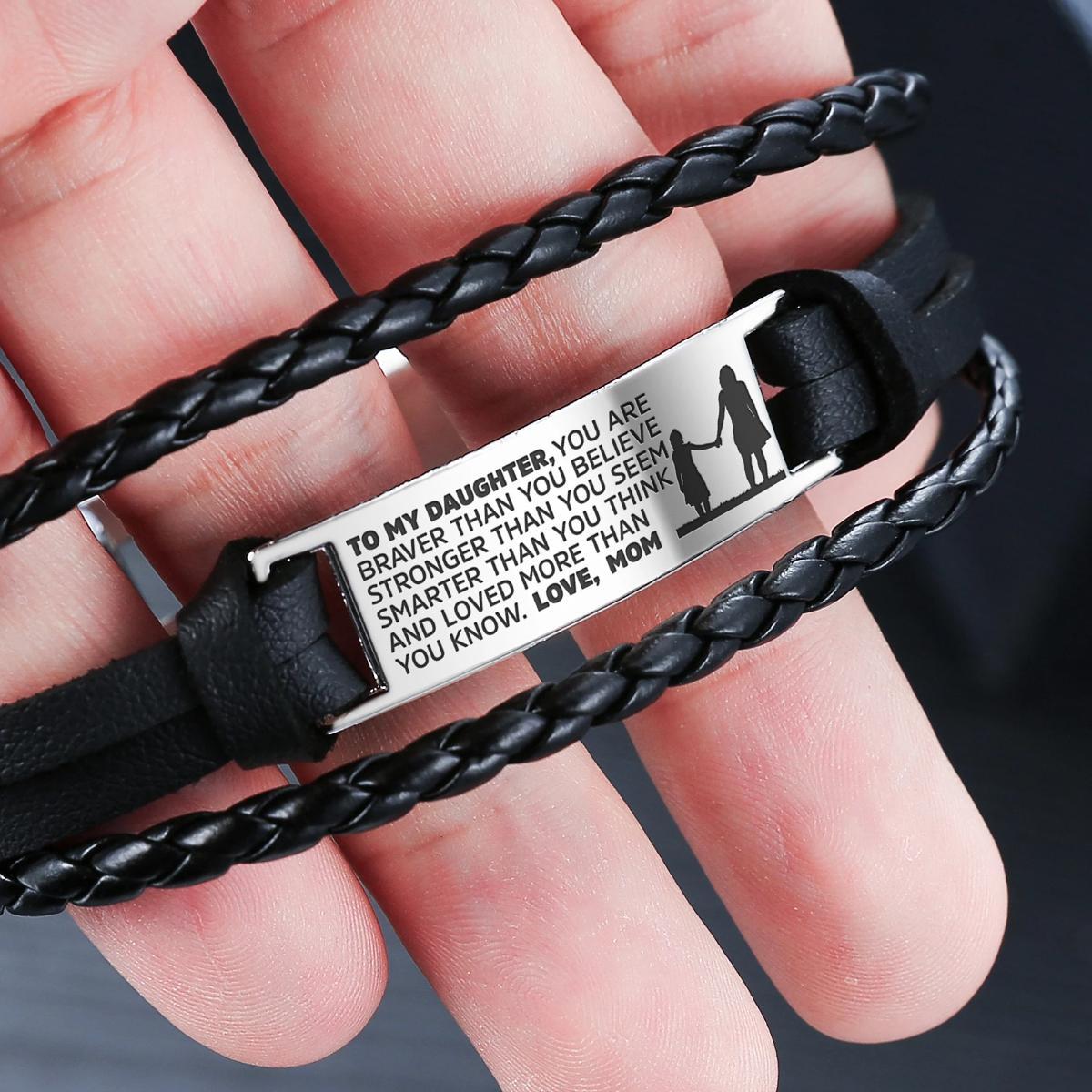 From Mom to Daughter - Steel & Leather Style Bracelet
