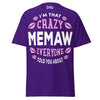 I'm that Crazy MEMAW - Unisex classic tee — Purple — front view