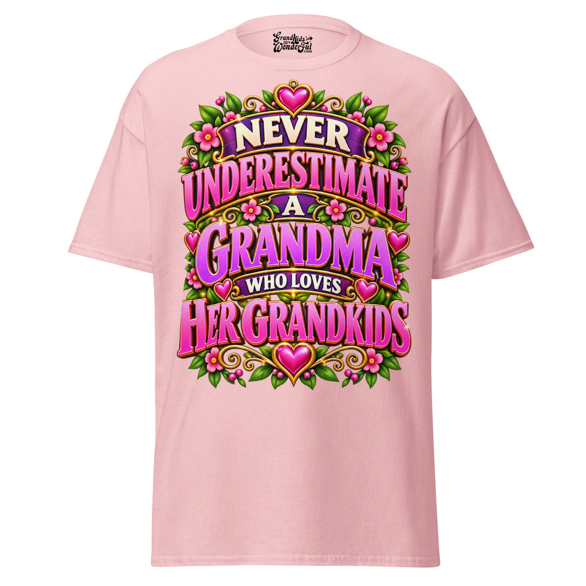 Never Underestimate Grandma - Unisex classic tee — Light Pink — front view