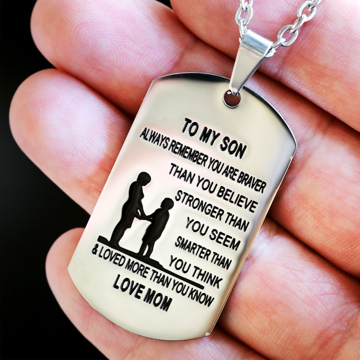  From Mom to Son - Stainless Steel Dog Tag Necklace
